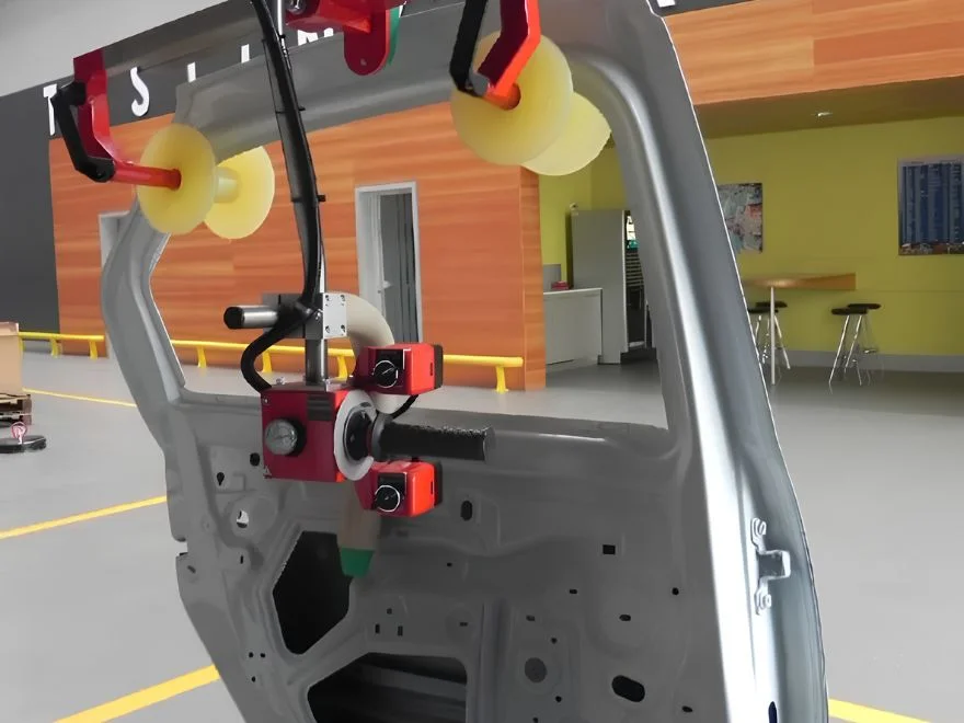 Dalmec manipulator handling finished window and door assemblies for safe lifting and accurate installation support.